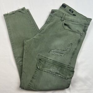 Jordan Craig Mens Jeans Ross Stretch Cargo Pants Green Size 38x31 Distressed